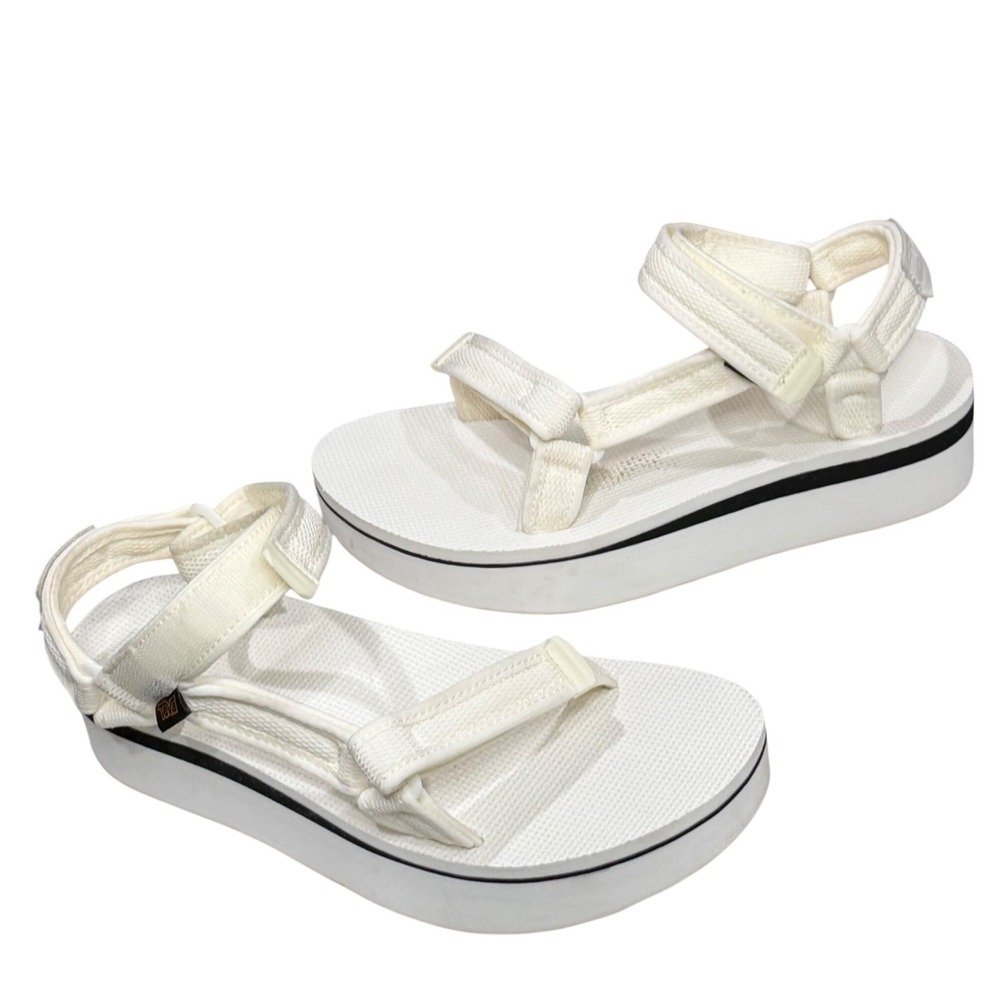 Teva Flatform Universal Mesh Print Sandal Womens 10 Bright White Casual Chunky
